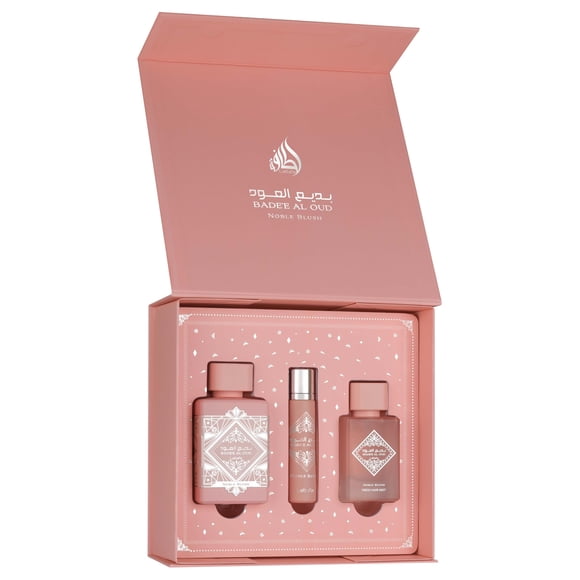 Set de regalo Perfume Lattafa Badee Al Oud Noble Blush de 3 piezas