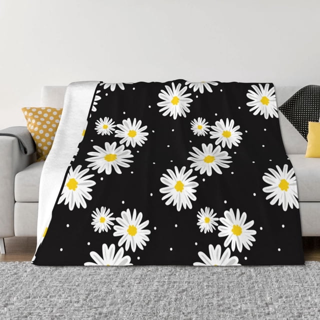 Balery Daisies Flowers Manta de Franela con Dibujo, Lujo Ultra Suave y Cálido, Antipelusa y Resistente a las Arrugas para Cama, Sofá, Camping -40"x30"