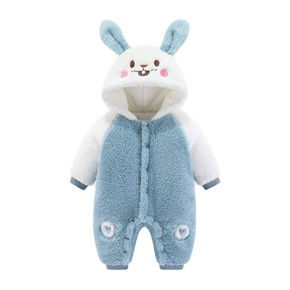 Coerni Baby Rabbit Fleece Thickened Romper Long Sleeved Crawling Suit Cute Furry Jumpsuit for New born Fall Winter Clothes
