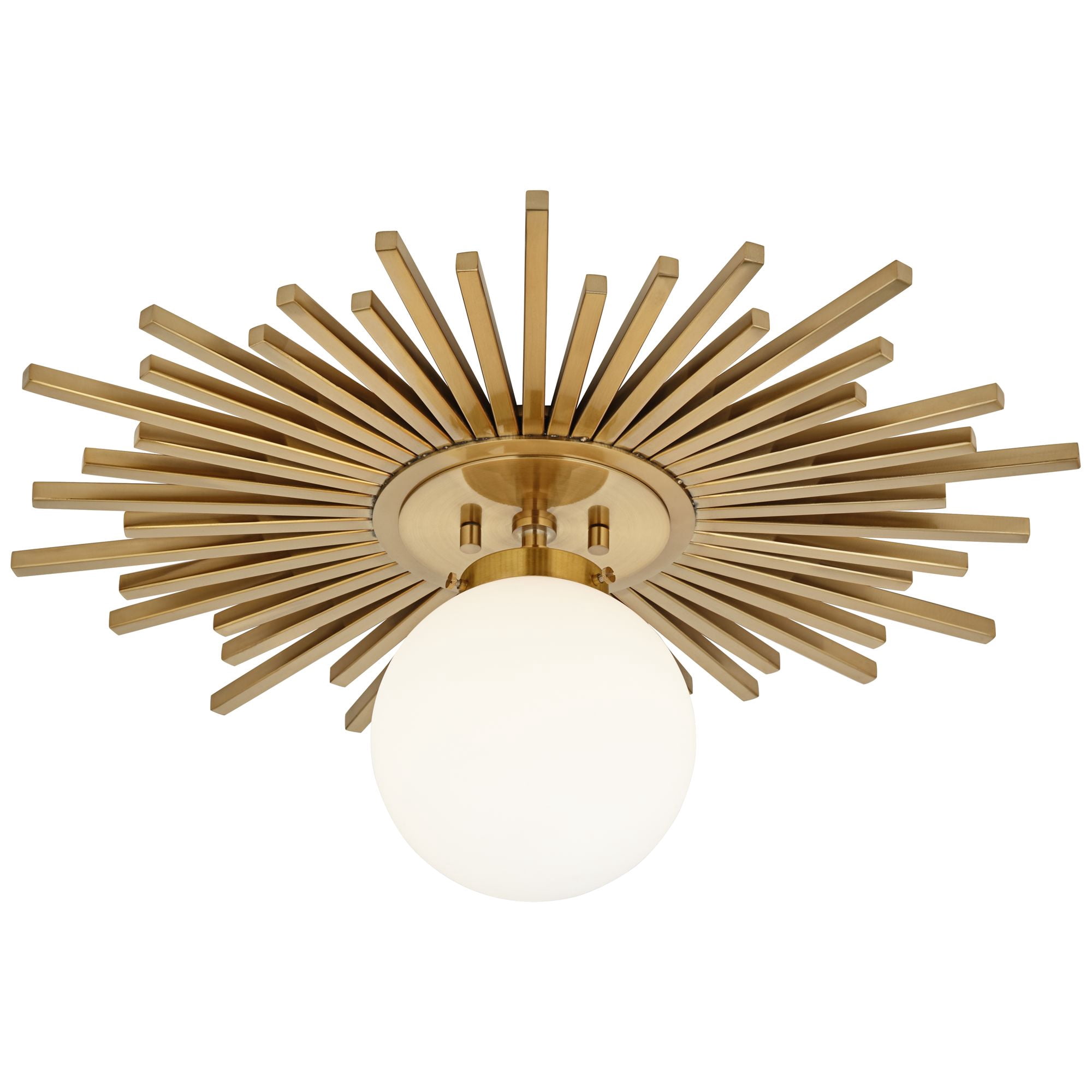 Possini Euro Design Hazel Modern Ceiling Light Semi Flush Mount Fixture 24" Wide Warm Brass White Globe Shade for Bedroom Kitchen Living Room Hallway