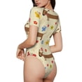 thumbnail image 3 of Naloa Dachshund Dog And Flower Women's Short-Sleeved Onesie, One-Piece Swimsuit for Parties, dates, clubs - X-Large, 3 of 9