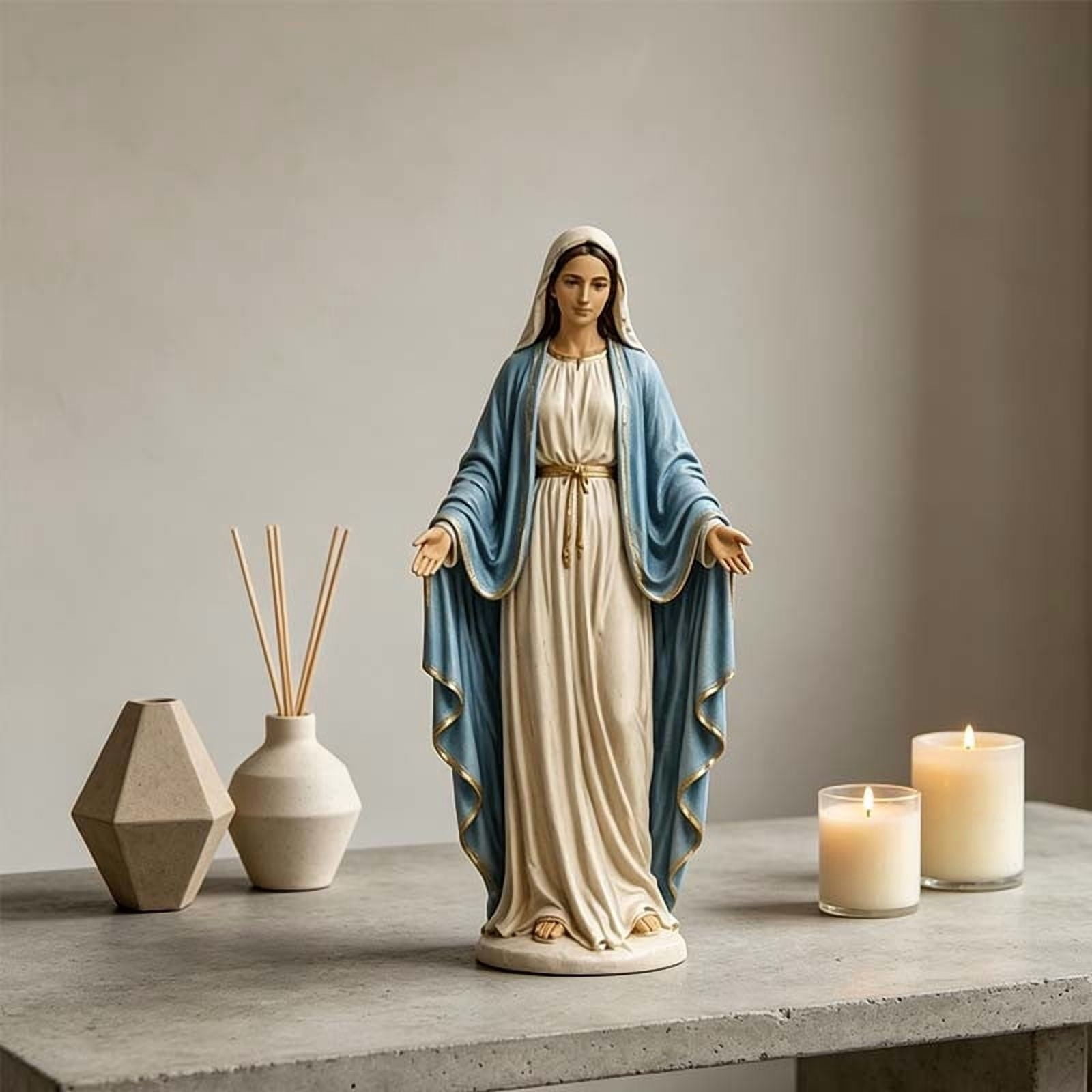AZXY Blessed Mary Statue Outdoor Garden Religious Figurine White Resin Madonna Statue For Patio Home Decor