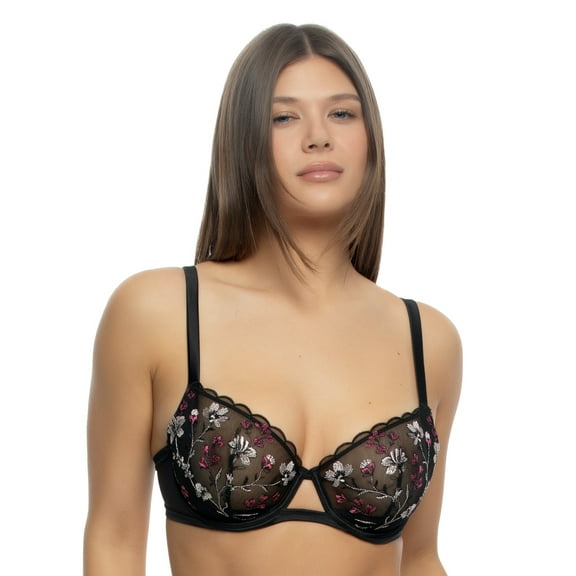 Allure Unlined Embroidered Bra (Midnight Rose, 40C)