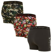 Ed Hardy Mens 3-Pack Microfiber Boxer Briefs, Breathable Athletic Print Boxers, Multicolor Male Underwear, Medium