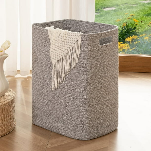 Cesto para ropa sucia OIAHOMY, rectangular, de algodón, 56 L, color gris