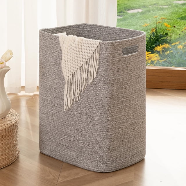 Cesto para ropa sucia OIAHOMY, rectangular, de algodón, 56 L, color gris
