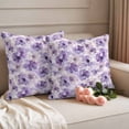 thumbnail image 2 of 2 Pack Outdoor Waterproof Throw Pillow Covers,Spring Watercolor Purple Flower Decorative Square Patio Pillowcases for Chair Couch Sofa 16x16in, 2 of 9