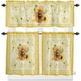 thumbnail image 2 of Kitchen Curtains Set, Sunflower Bee Kitchen Curtains and Valances Set, Pastoral Summer Flowers Yellow Rod Pocket Tier Curtains 36 Inch Length for Cafe/Bedroom Windows, 2 of 6