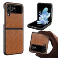 thumbnail image 2 of Elegant Choise Phone Case for Samsung Galaxy Z Flip 4 5G Leather Hybrid Hard Shockproof Cover, Brown, 2 of 14