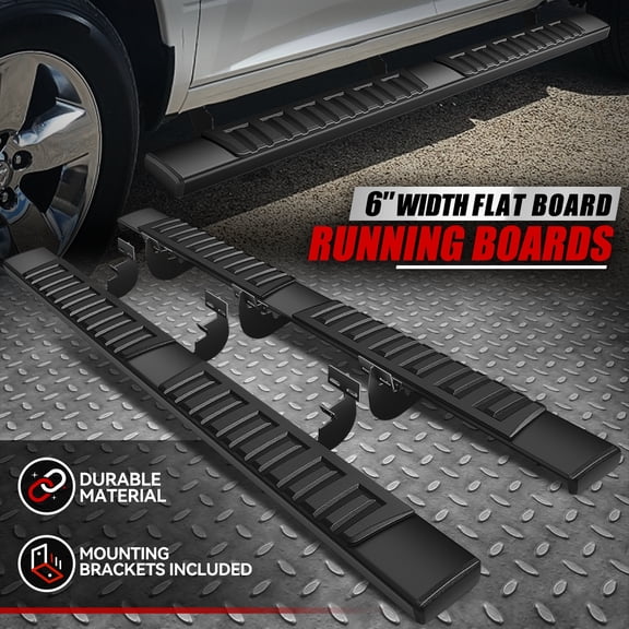 Nuvision for 09-24 Ram 1500/Classic Crew Cab Black 6" Flat Side Step Bar Running Boards
