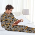 thumbnail image 6 of Salouo Retro Excavator Print Button-Front Long Sleeve Pajama Set for Men, Soft 2Pjs Men's Long Sleeve Sleepwear-Large, 6 of 7