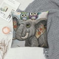thumbnail image 2 of Creowell Throw Pillow Cover Cute Cartoon Elephant and Owls on a Flowers Pillow Case Decorative Outdoor Cushion Couch Sofa Pillowcases, 2 of 5