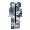 thumbnail image 4 of Xoenoiee Blue Golden Marble Print Women Long House Coat Zipper Front Robes Full Length Nightgowns with Pockets Loungewear Bathrobe, Size S, 4 of 7