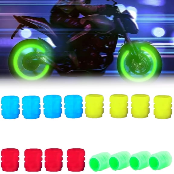 16pcs/ Glow in The Dark Tire Valve Caps,2026 Update Tire Valve Stem Caps,Universal Fluorescent Tire Valve Caps Light Up for Car, Truck, Motorcycles, Bike