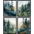 thumbnail image 2 of PixonSign Framed Wall Art Green & Teal Watercolor Forest Pine Trees Posters, Set of 4 Nature Wilderness Photography Realism Canvas Prints, Rustic Wall Décor for Home Decor - 8"x10" Black, 2 of 5