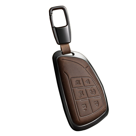 For Chevrolet Key Fob Cover Leather Car 2021-2024 Suburban Tahoe Yukon Denali Sierra Silverado Buick Envision Avenir 6 Buttons