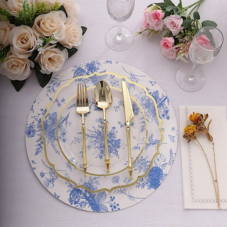 BalsaCircle 6 Blue Round 13 in Disposable Paper Charger Plates Floral Design Party Events Decorations Supplies