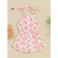 thumbnail image 5 of FEORJGP Kids Baby Girl Summer Romper Toddler 1-5Y Sleeveless V Neck Overall Button Front Rainbow Print Jumpsuit Shorts Infant Casual Cute Playsuit for Daily, 5 of 8
