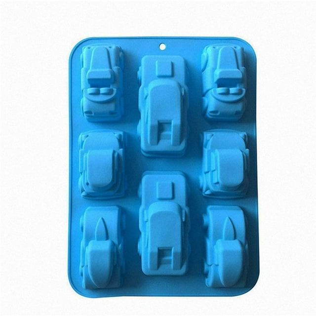 Molde de silicona para magdalenas, cupcakes y gelatina - Forma de coche, colores aleatorios (32,5 x 24 x 4 cm)
