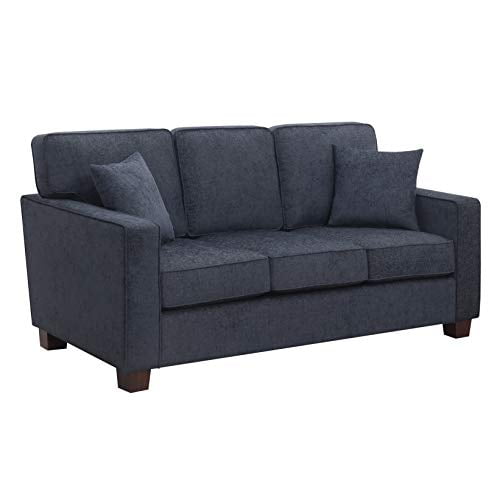 OSP Home Furnishings Russell 3 Seater Sofa with 2 Pillows, Navy