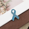 thumbnail image 3 of Blue Ribbon Brooch Ovarian Cancer Awareness Pin Hope Lapel Buttons Badges Metal Alloy Enamel Blue Ribbon Pin, 3 of 13