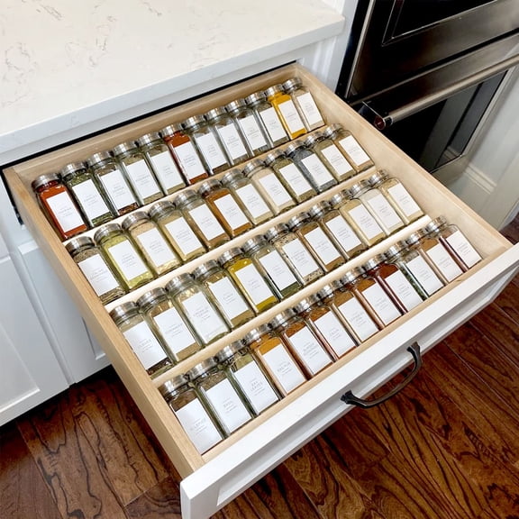 YMWVH 4 Tier 2 Set Clear Acrylic Spice Organizer, Expandable from 13" to 26" for Drawer & Countertop, Kitchen Seasoning Rack (Jars Not Included)