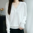 thumbnail image 2 of shoper Wool Sweater Women Pullover Lightweight 2025 Fall Winter Long Sleeve V Neck Lace Splicing Solid Color Casual Sweater Tops, 2 of 6