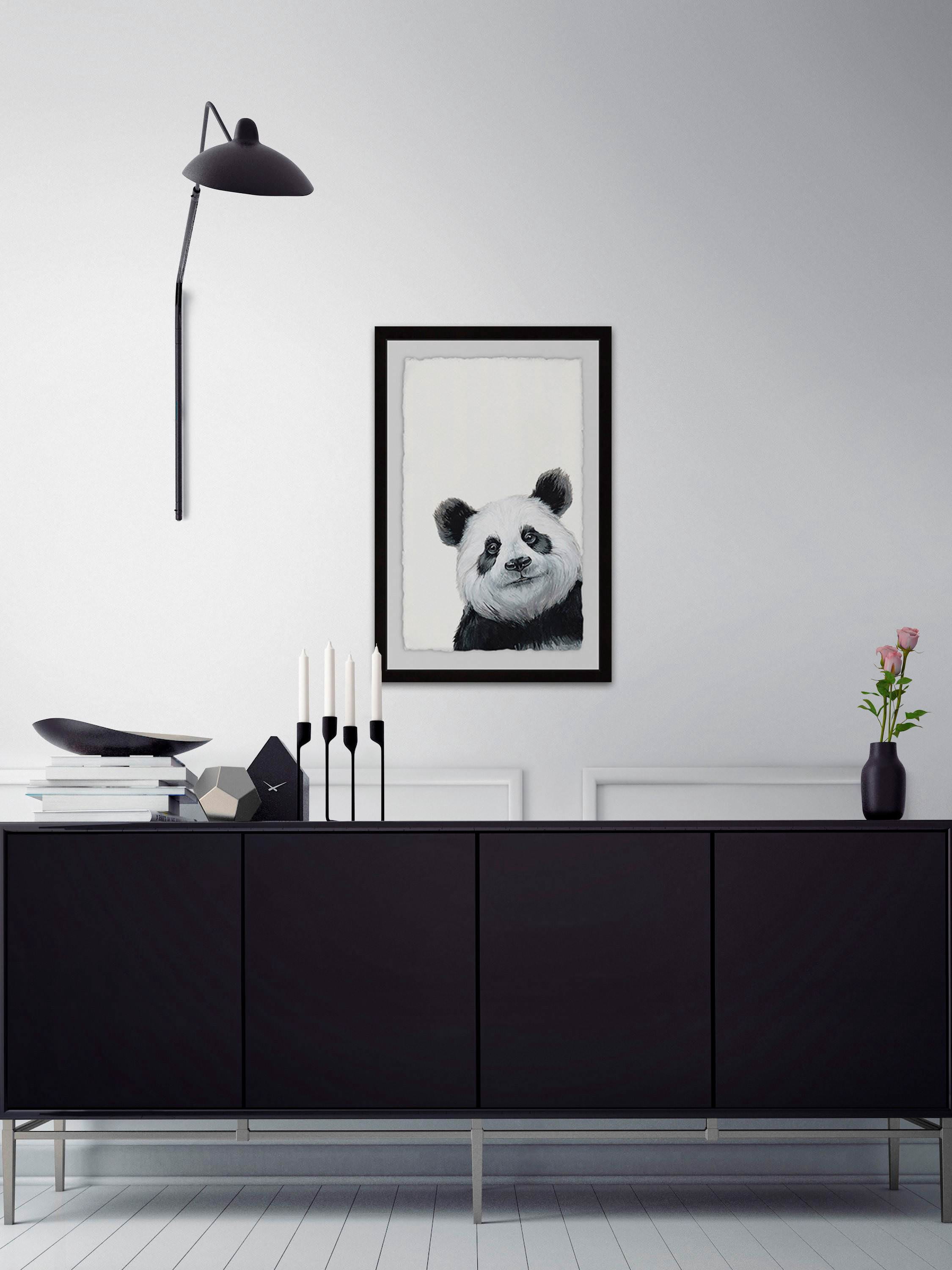 Furry Panda Framed Painting Print