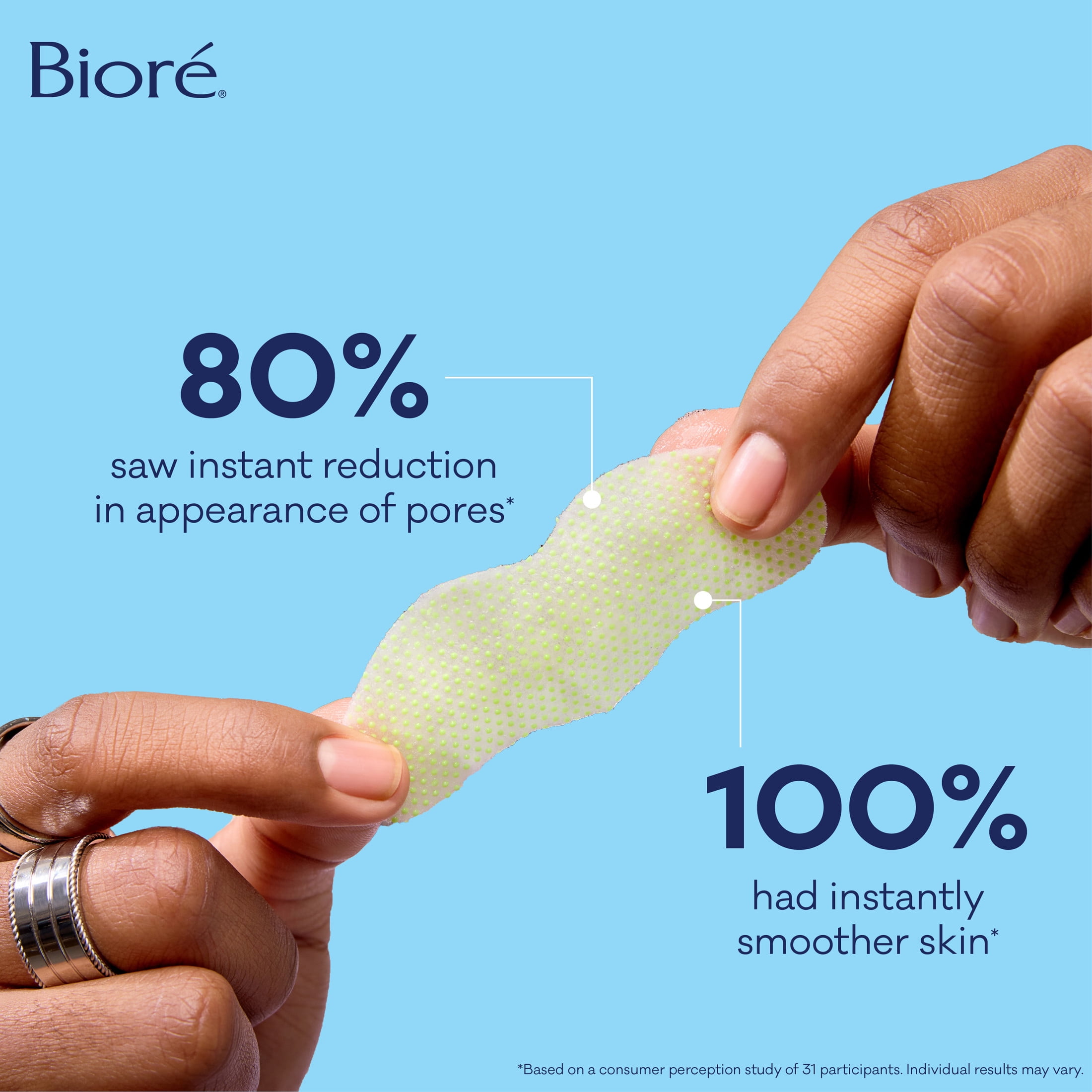 Biore Pore Refining Bubbling Nose Mask, Exfoliant for Face, Pore Cleansing Mask, 8 Count