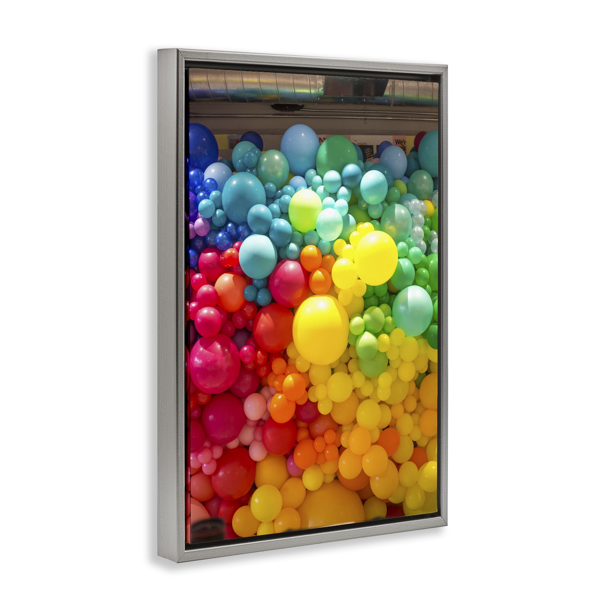 Stupell Industries Lively Colorful Balloons Gray Framed Floater Canvas Wall Art, design by LISH Creative