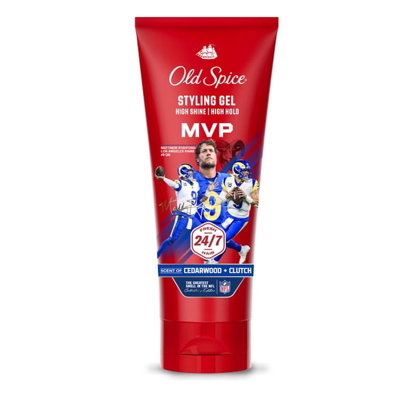 Old Spice MVP Mens Styling Hair Gel, High Hold, with Vitamin E & Biotin, NFL Collection, 6.7 fl oz