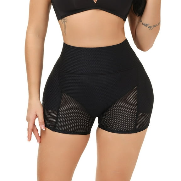 Defitshape Women's Shapewear Shorts Butt Lifter Padded Underwear Mesh High Waisted Tummy Control Body Shaper Panties Hip Dip Hip Enhancer Black1 4-6