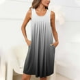 thumbnail image 6 of Sleepwear Dress New Women Gradient Print Nightgowns with Pockets Sleep Shirts Sleeveless Sleepwear Pleated Front Nightshirt White L, 6 of 7