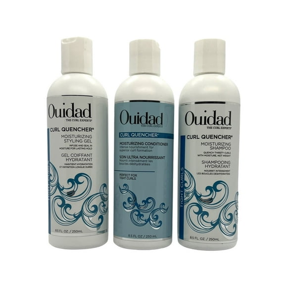 Ouidad Curl Quencher Moisturing Shampoo & Conditioner, Styling Gel 8.5 Oz Set