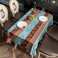 thumbnail image 4 of Blue and Brown Geometric Pattern Rectangle Tablecloth 60"x102",Waterproof Polyester Rectangle Table Cloth, Wipeable Spillproof Polyester Tablecloth for Dining, Camping, Indoor and Outdoor, 4 of 6