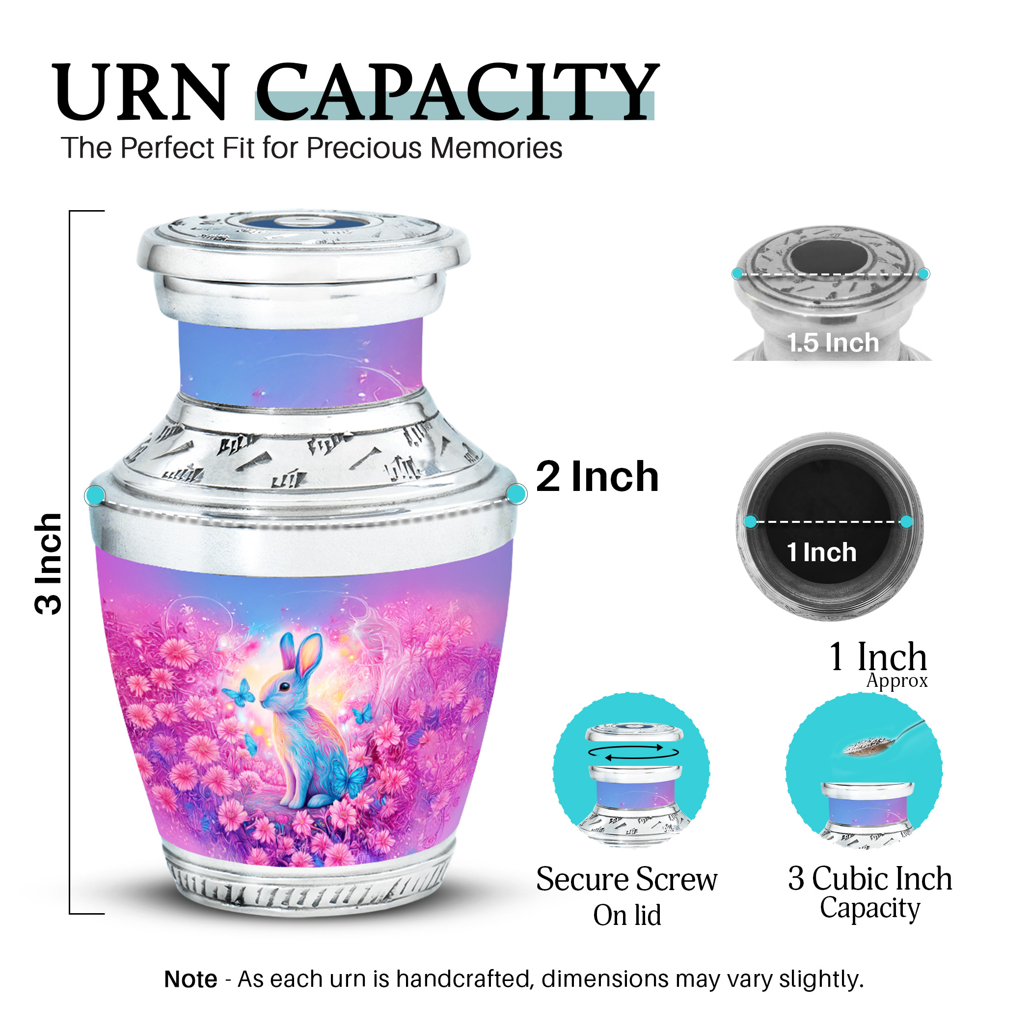 SABURIAL Rabbit Urn - Mini Burial Urns For Female Ashes - Small Decorative Urn For Adult Human - Memorial For Ash - Cremation Urns For Women - Keepsake 3 Inch Pack Of 1