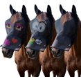 thumbnail image 4 of ® Horse Pony Cob Fly Mask Net Veil Hood Full Face Cartoon Polyester Ears Nose Protection (Cartoon Pink Eyes, Full), 4 of 4