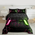 thumbnail image 2 of Castle Fairy 3-Piece Queen Size Comforter Set - Game Controller Hexagon Gamer Print, 2 of 8