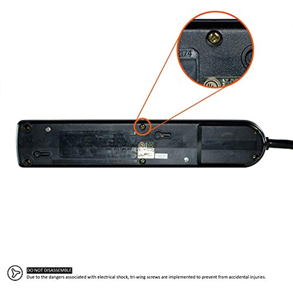 Weltron 6 Outlet Black Plastic Surge Protector w/ 20ft Cord