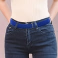 thumbnail image 6 of Women Stretch Belt Adjustable Invisible Belts with Flat Buckle No Show Belts Blue, 6 of 9