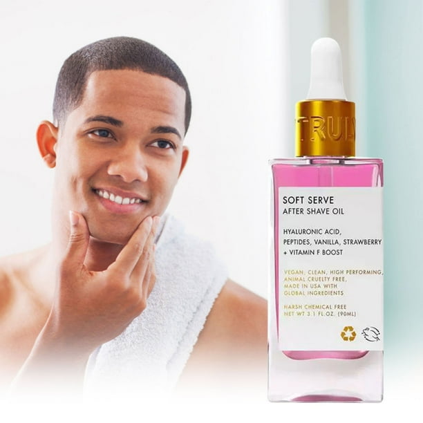 Truly After Shave Oil Strawberry,Strawberry Vanilla After Shave Oil for Smooth Skin,Alcohol-Free Post Shave Treatment with Hyaluronic Acid & Peptides to Soothe Razor Burn,Prevent Ingrown Hairs