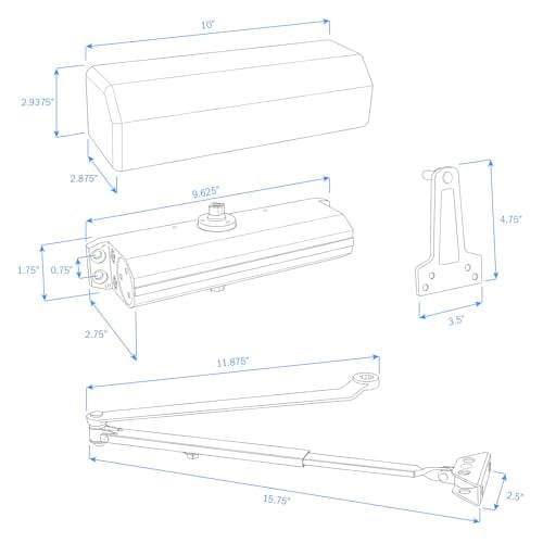 Nuk3y 9000 Series Grade 1 Heavy Duty Door Closer, Multi-Mount, Adjustable Size 1-6, ADA Compliant, UL Listed, Black