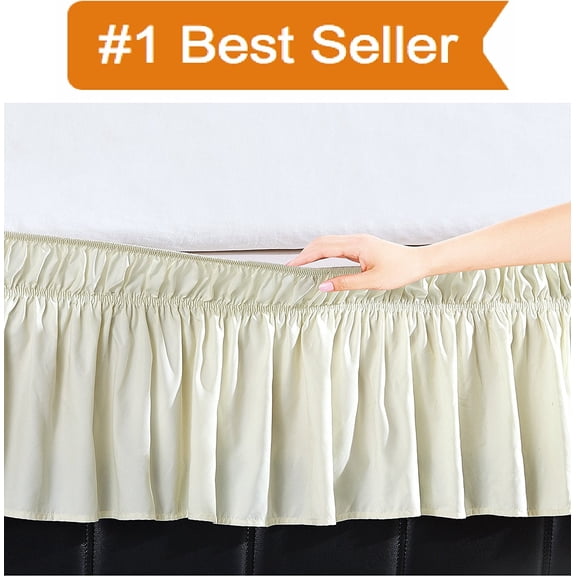 Celine Linen Elegant Cream Ruffled Microfiber Wrap Around Bed Skirt, Twin/Full (1 Count)