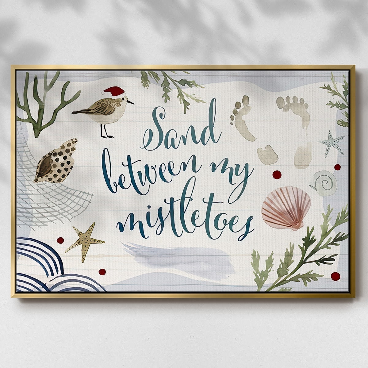 Sun-kissed Christmas Collection A - Framed Gallery Wrapped Holiday Canvas - 27 x 41 - Gold Frame