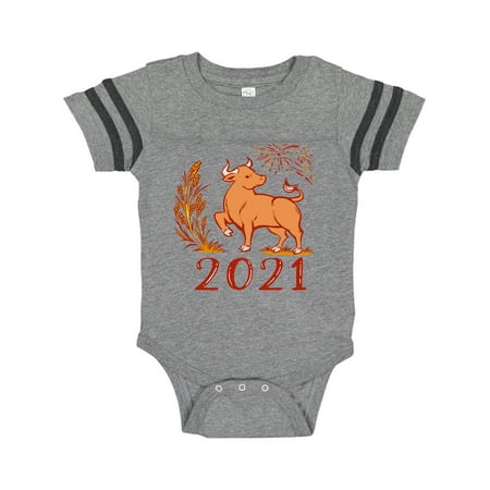 

Inktastic 2021 Chinese New Year Ox Gift Baby Boy or Baby Girl Bodysuit