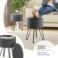 thumbnail image 2 of Hearth & Harbor Ottoman with Storage, Round Storage Ottoman, Vanity Stool and Foot Stool with Storage, Boucle Grey, 2 of 8