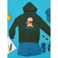 thumbnail image 3 of Pug With Balloons Hoodie Juniors - Youth Hoodie, Forest Green, Large, 3 of 4