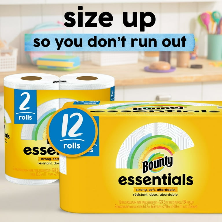 Essentials Select-A-Size Kitchen Roll Paper Towels, 2-Ply, 124 Sheets/Roll, 12 Rolls Essentials Select-A-Size Kitchen Roll Paper Towels, 2-Ply, 124 Sheets/Roll, 12 Rolls