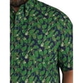 thumbnail image 2 of Easy-Care Leaf Print Sport Shirt Navy Green 1XLT, 2 of 4