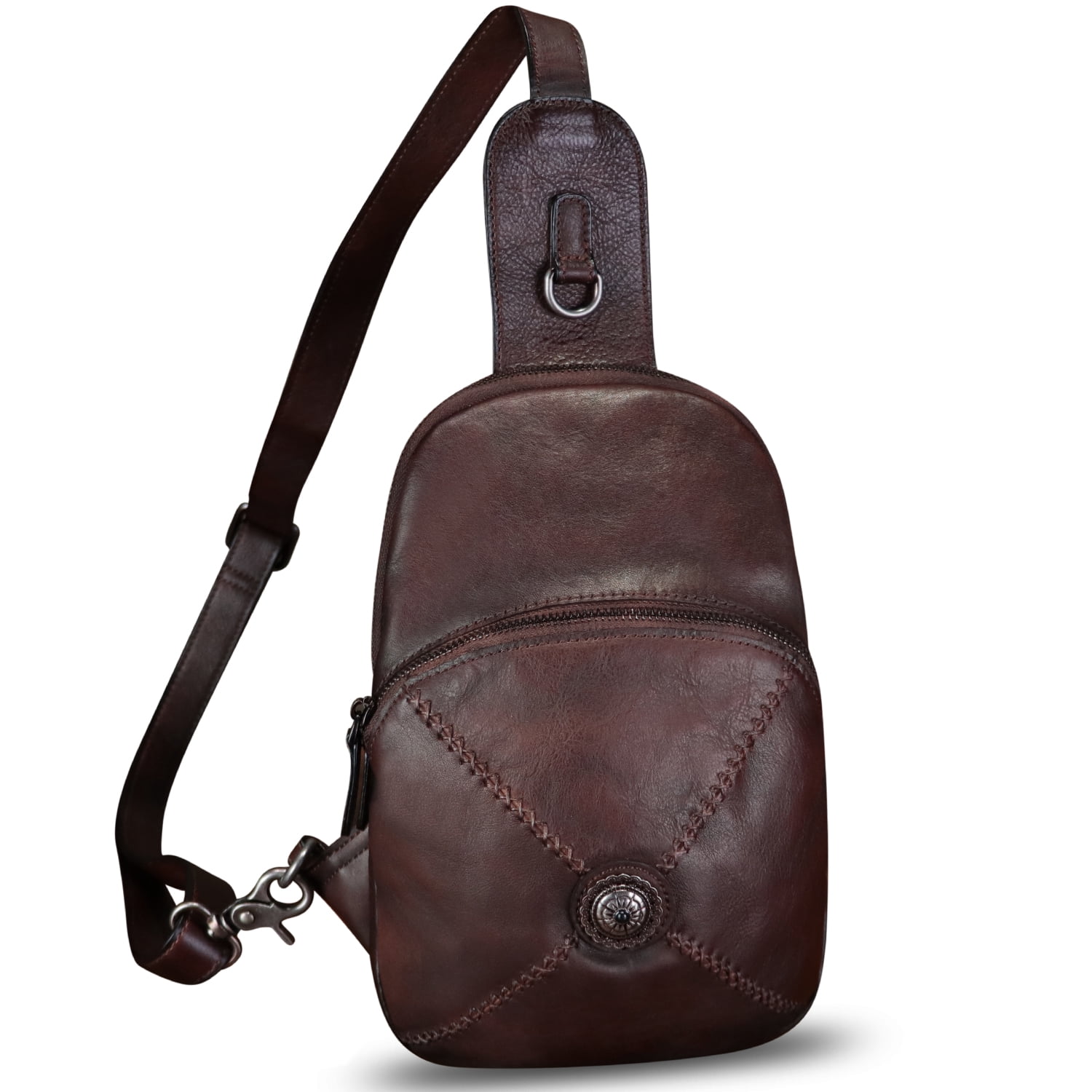 Genuine Leather Small Sling Bag for Women Men Sling Backpack Purse Crossbody Bag